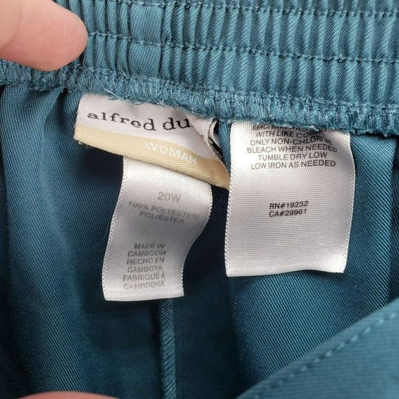 ALFRED DUNNER Woman's Pull On CLASSIC FIT PANTS Size 20 W Peacock Blue‎ Green - Picture 2 of 8